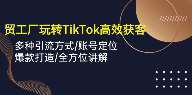 （10302期）外贸工厂玩转TikTok高效获客，多种引流方式/账号定位/爆款打造/全方位讲解_76创客网
