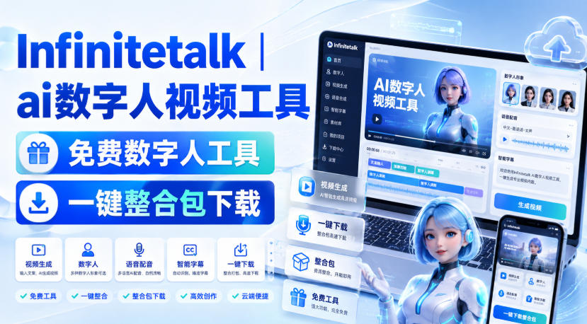 Infinitetalk丨ai数字人视频工具，免费数字人工具，一键整合包下载_76创客网