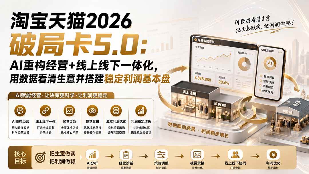 （20026期）淘宝天猫2026破局卡5.0：AI重构经营+线上线下一体化，用数据看清生意并搭建稳定利润基本盘（修复）