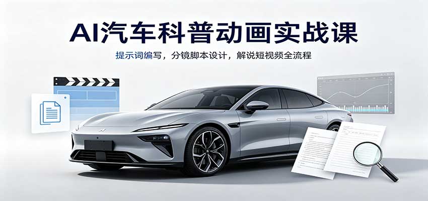 AI汽车科普动画实战课：提示词编写，分镜脚本设计，解说短视频全流程_76创客网