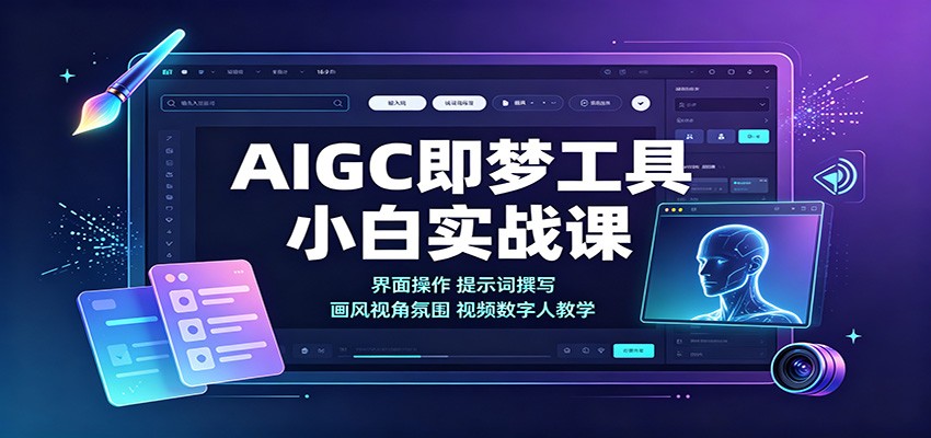 AIGC即梦工具小白实战课：界面操作，提示词撰写，画风视角氛围视频数字人教学_76创客网