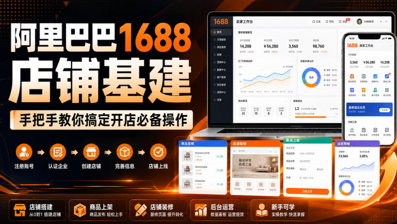 阿里巴巴1688店铺基建，手把手教你搞定开店必备操作（更新8月）_76创客网